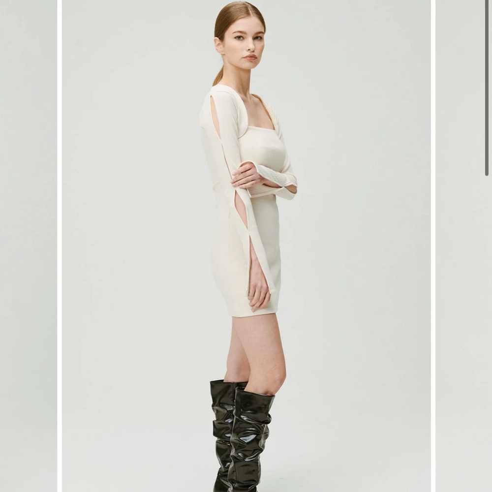 Storets Ayn Square Neck Ribbed Dress